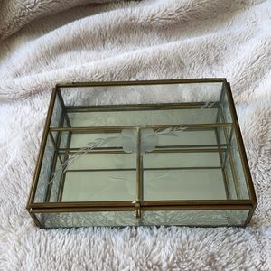Vintage etched glass Jewelry box